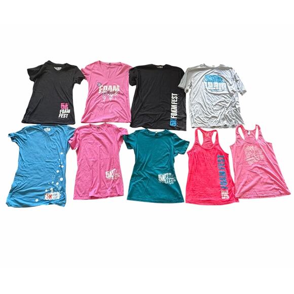 5k Foam Fest Tops - Womens Workout/Running T-Shirts & Tanks Bundle- 5k Foam Fest Mud Run Race Shirts